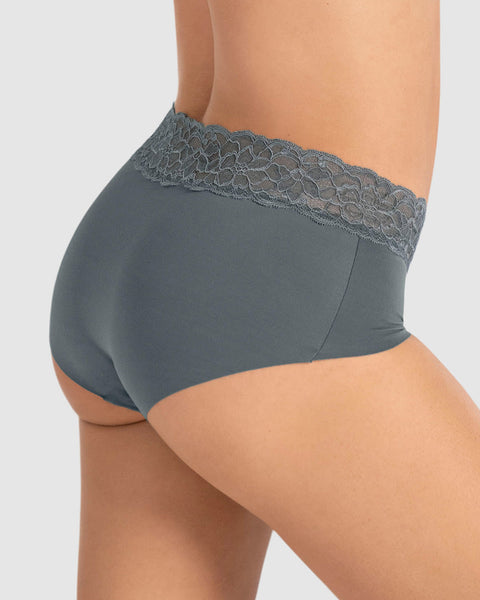 Panty hípster en tela ultraliviana con franja de encaje#color_706-gris-oscuro