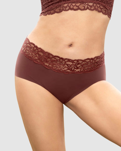 Panty hípster en tela ultraliviana con franja de encaje#color_a21-vino-marron