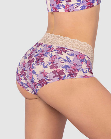 Panty hípster en tela ultraliviana con franja de encaje#color_a46-estampado-manchas-morados