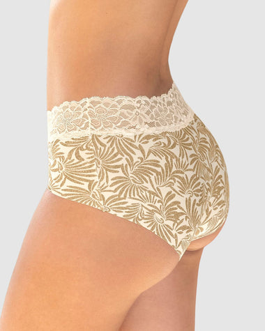 Panty hípster en tela ultraliviana con franja de encaje#color_a70-estampado-dorado