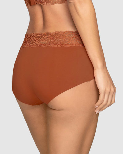 Panty hípster en tela ultraliviana con franja de encaje#color_a89-terracota-med