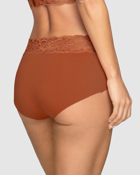 Panty hípster en tela ultraliviana con franja de encaje#color_a89-terracota-med