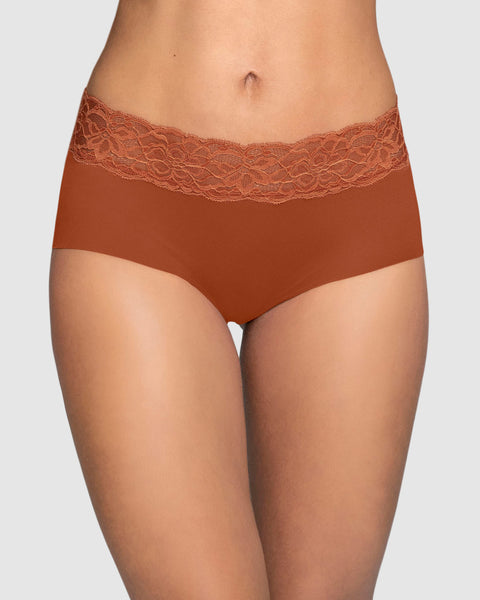 Panty hípster en tela ultraliviana con franja de encaje#color_a89-terracota-med
