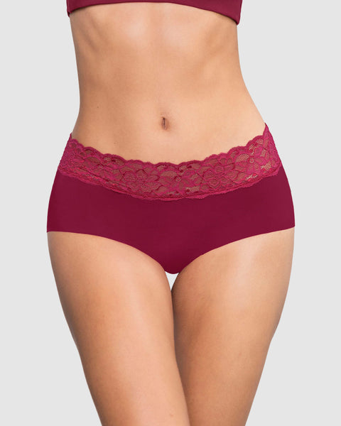 Panty hípster en tela ultraliviana con franja de encaje#color_a97-vinotinto