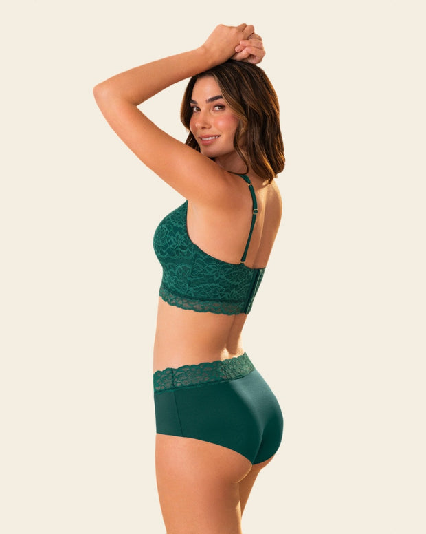 Panty hípster en tela ultraliviana con franja de encaje