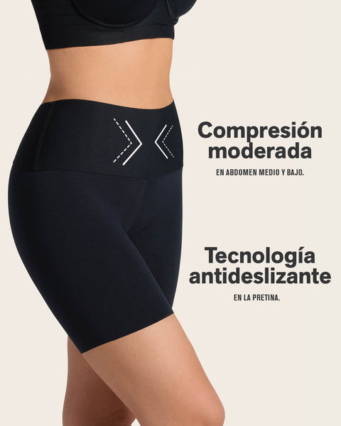 Short de control moderado aspecto invisible con fajón antideslizante#color_700-negro