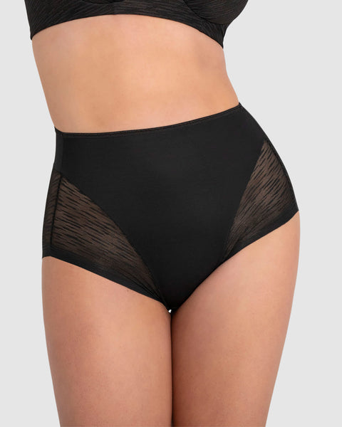 Panty faja clásico invisible con transparencias en glúteos y laterales#color_700-negro