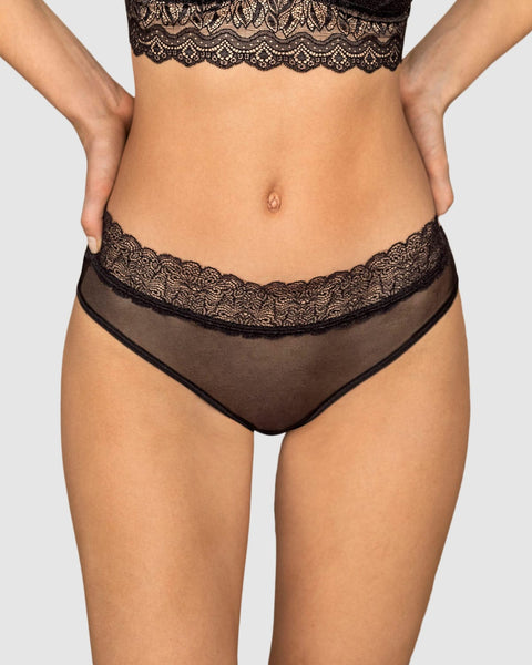 Paquete x3 panties cachetero de tiro medio en tul y encaje#color_700-negro