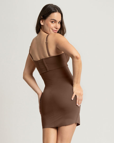 Faja tipo vestido con short interno#color_875-cafe-oscuro