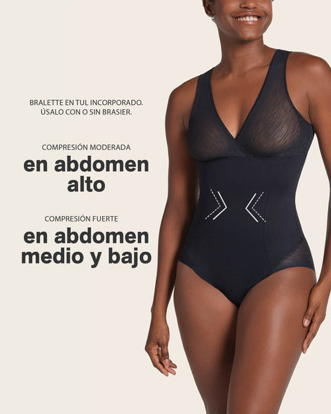 Faja tipo body con bralette incorporado con control de abdomen#color_700-negro