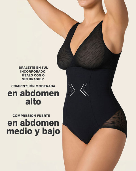 Faja tipo body con bralette incorporado con control de abdomen#color_700-negro