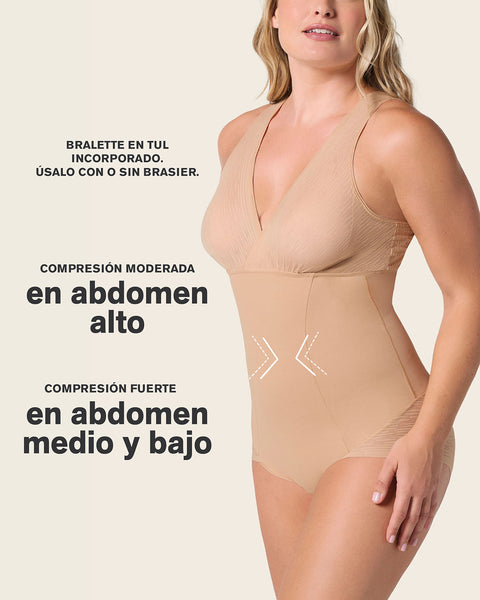 Faja tipo body con bralette incorporado con control de abdomen#color_875-cafe-oscuro