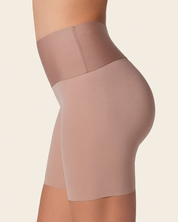 Paquete x 2 shorts de control moderado aspecto invisible con fajón antideslizante#color_857-cafe-medio