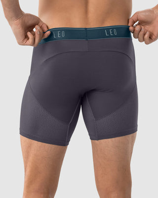 Bóxer medio de secado rápido con mallas transpirables en microfibra#color_073-gris-elastico-verde