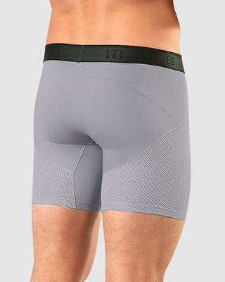 Bóxer medio de secado rápido con mallas transpirables en microfibra#color_166-fondo-gris-elastico-verde-oscuro