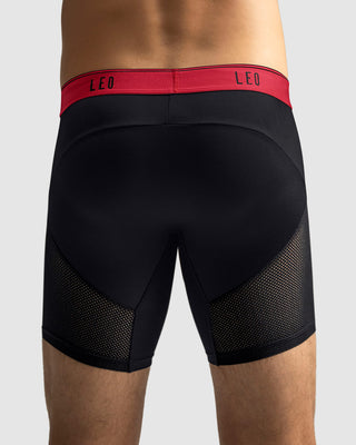 Bóxer medio de secado rápido con mallas transpirables en microfibra#color_b16-negro-elastico-rojo