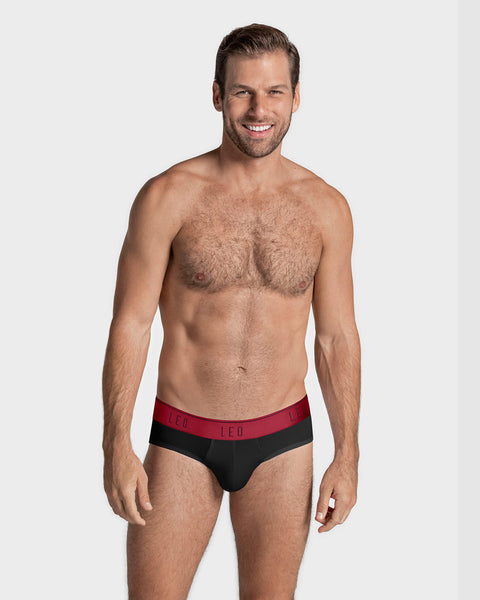 Bóxer brief de alta transpiración en microfibra ideal para uso diario#color_079-negro-elastico-rojo