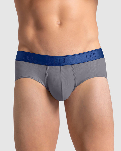 Paquete x5 bóxers brief de alta transpiración en microfibra ideal para uso diario#color_758-gris-elastico-azul