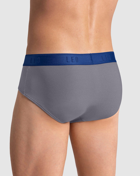 Paquete x5 bóxers brief de alta transpiración en microfibra ideal para uso diario#color_758-gris-elastico-azul