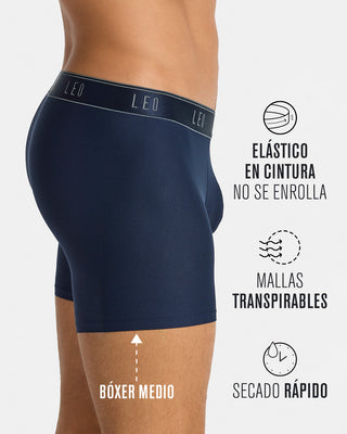 Bóxer medio diseño ergonómico ultrafresco y cómodo en microfibra#color_515-azul-oscuro