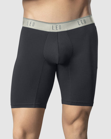Bóxer deportivo largo con bolsillo lateral en microfibra#color_706-gris-elastico-gris-metalizado