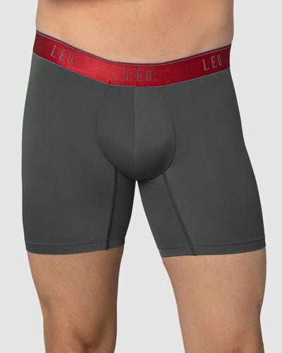Bóxer de microfibra y ajuste inteligente con diseño ergonómico en la parte frontal#color_673-gris-elastico-rojo