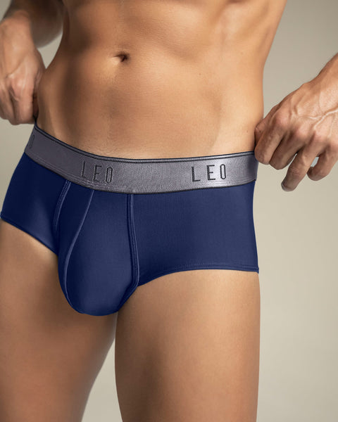 Paquete x4 bóxers brief tipo calzoncillo en microfibra con diseño frontal ergonómico#color_516-azul-elastico-gris