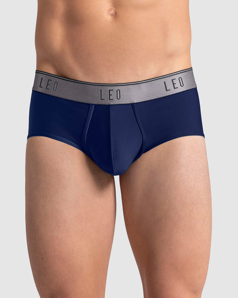 Paquete x4 bóxers brief tipo calzoncillo en microfibra con diseño frontal ergonómico#color_516-azul-elastico-gris