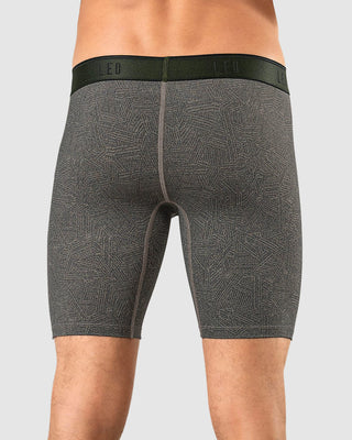 Bóxer largo en microfibra con diseño ergonómico#color_060-fondo-verde-estampado-elastico-verde-oscuro