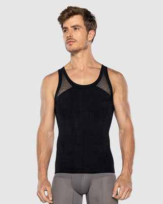 Camiseta ajustada para hombre de compresión suave en microfibra#color_700-negro