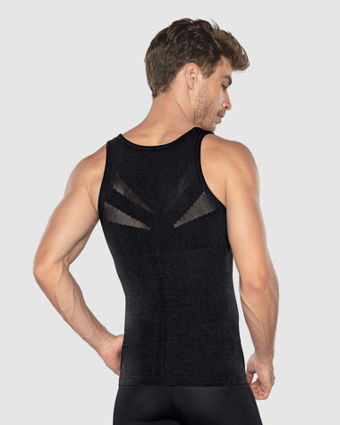 Camiseta ajustada para hombre de compresión suave en microfibra#color_700-negro