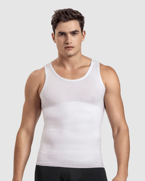 Paquete x3 camisetas de compresión moderada en abdomen y zona lumbar en algodón elástico#color_000-blanco