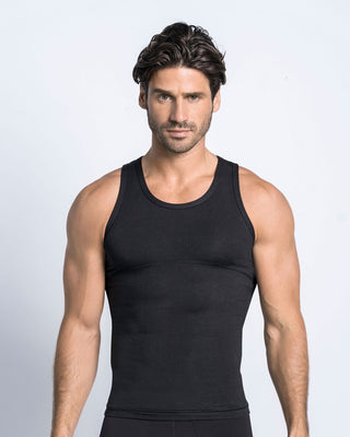 Paquete x 3 camisetas con compresión moderada en abdomen y zona lumbar en algodón elástico#color_700-negro