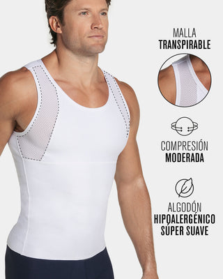 Camiseta manga sisa de compresión fuerte ideal para uso diario en algodón elástico#color_000-blanco