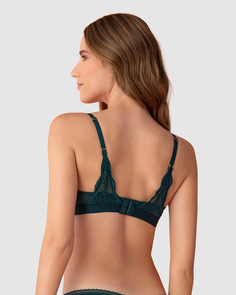 Bralette triangular en encaje y tul con detalle de ojal en escote#color_660-verde-oscuro