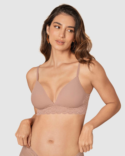 Brasier ultracómodo con encaje en la base y espalda Comfy Bra#color_811-habano