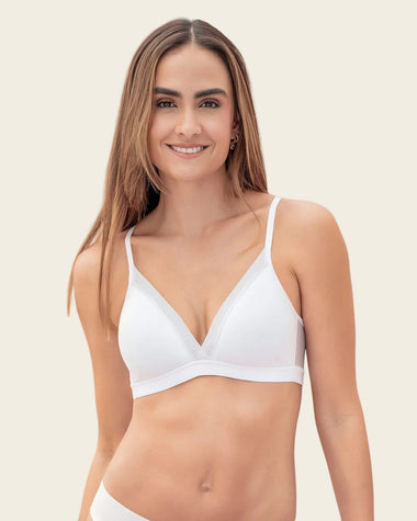 Brasier sin arco Pura Comodidad con detalles en tul#color_000-blanco