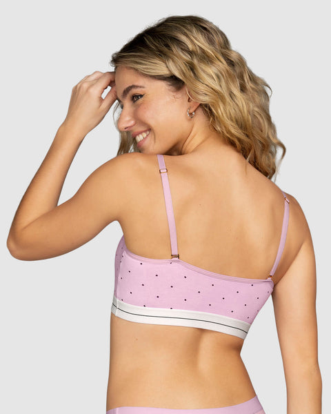 Top en algodón escote redondo#color_b31-rosa-estampado-puntos