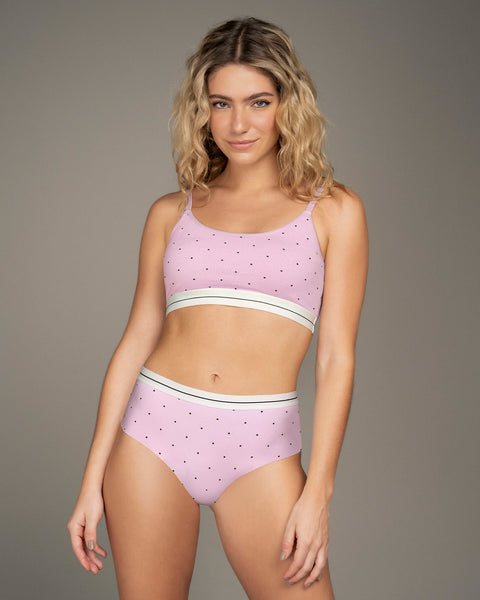 Top en algodón escote redondo#color_b31-rosa-estampado-puntos