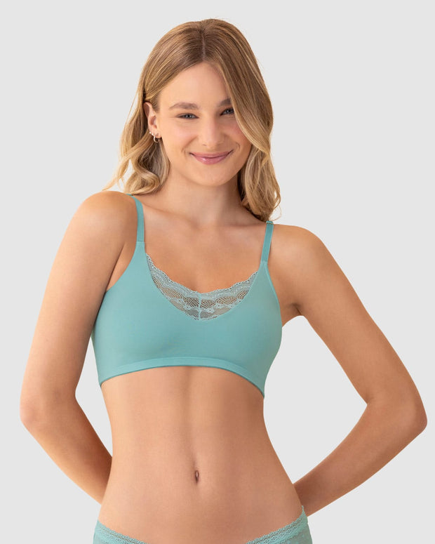 Bralette con detalles de encaje en escote y espalda