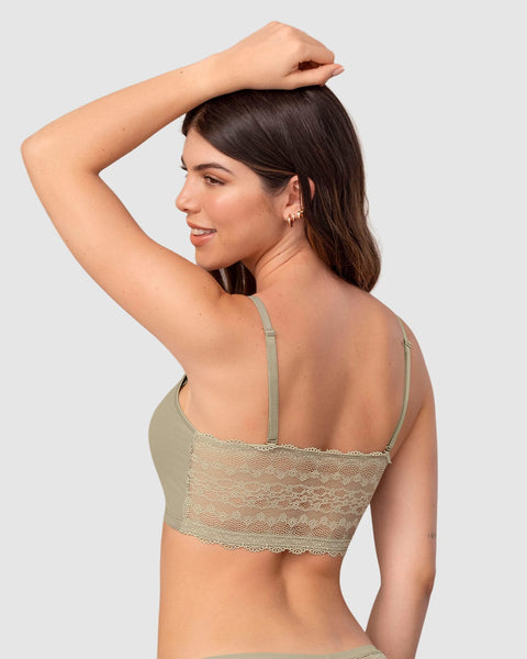 Bralette con detalles de encaje en escote y espalda#color_882-verde-grisaceo