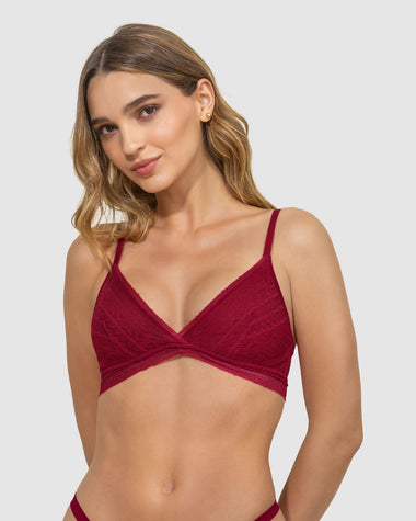 Bralette en encaje de textura ultrasuave#color_309-rojo-oscuro