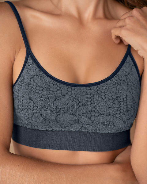 Top en animal print ultraligero en tecnología seamless#color_b55-azul-oscuro-estampado