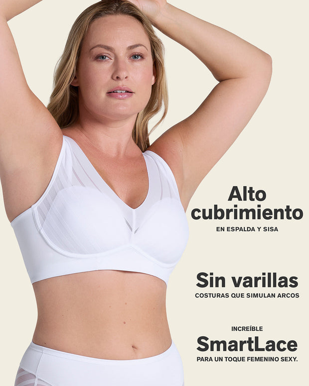 Brasier sin arco, alto cubrimiento en escote y espalda