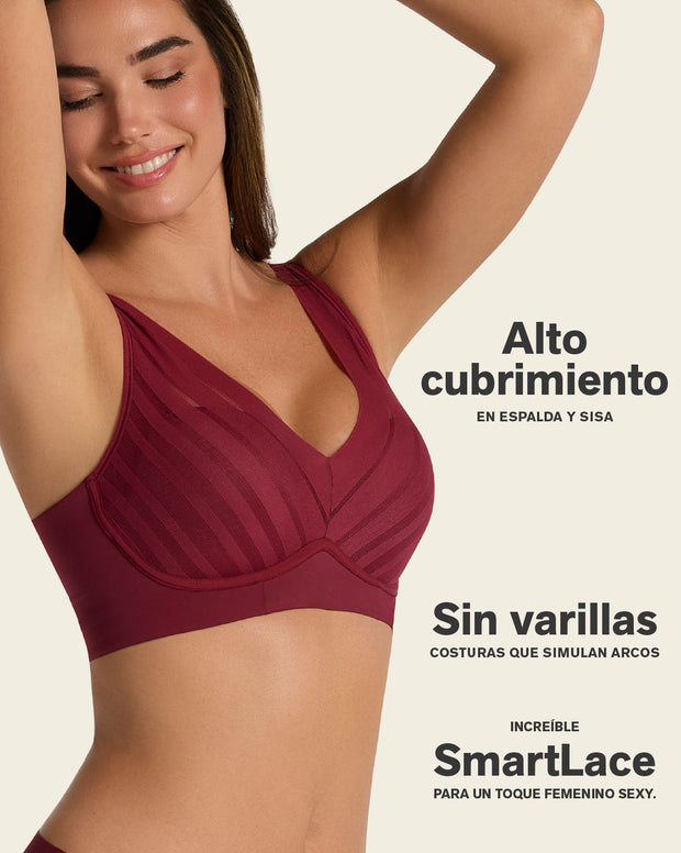 Brasier sin arco, alto cubrimiento en escote y espalda