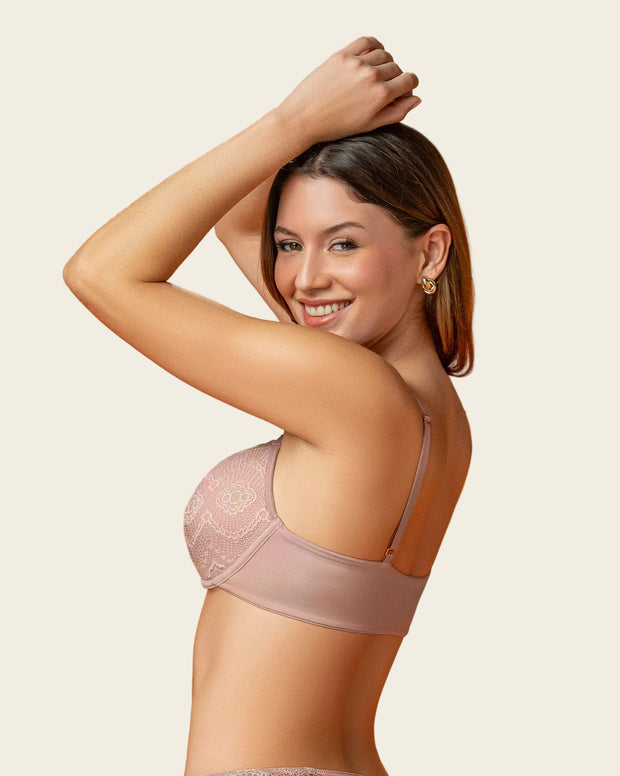 Brasier en encaje con abrochadura frontal y espalda lisa