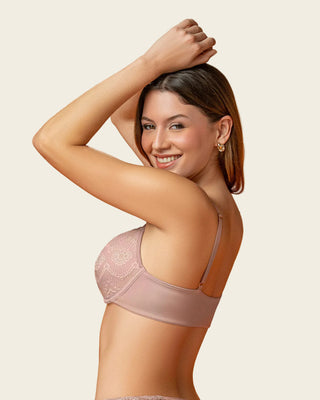 Brasier en encaje con abrochadura frontal y espalda lisa#color_a22-rosa-vieja