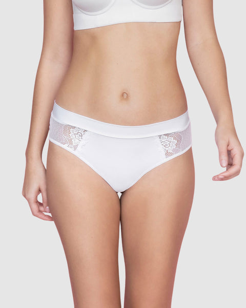 Paquete x3 panties cachetero en microfibra y detalles en encaje#color_000-blanco