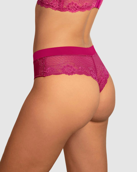 Panty cachetero en microfibra y detalles en encaje#color_957-fucsia