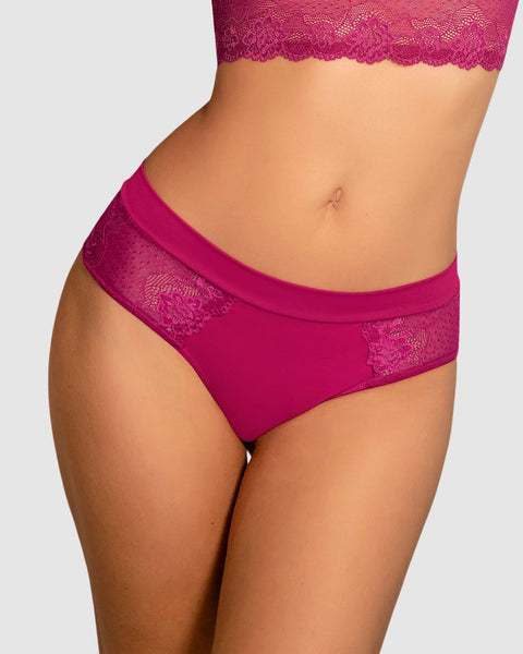 Panty cachetero en microfibra y detalles en encaje#color_957-fucsia